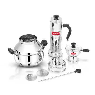 Stainless Steel 2 In 1 Puttu Cooker Traditional And Chiratta Style